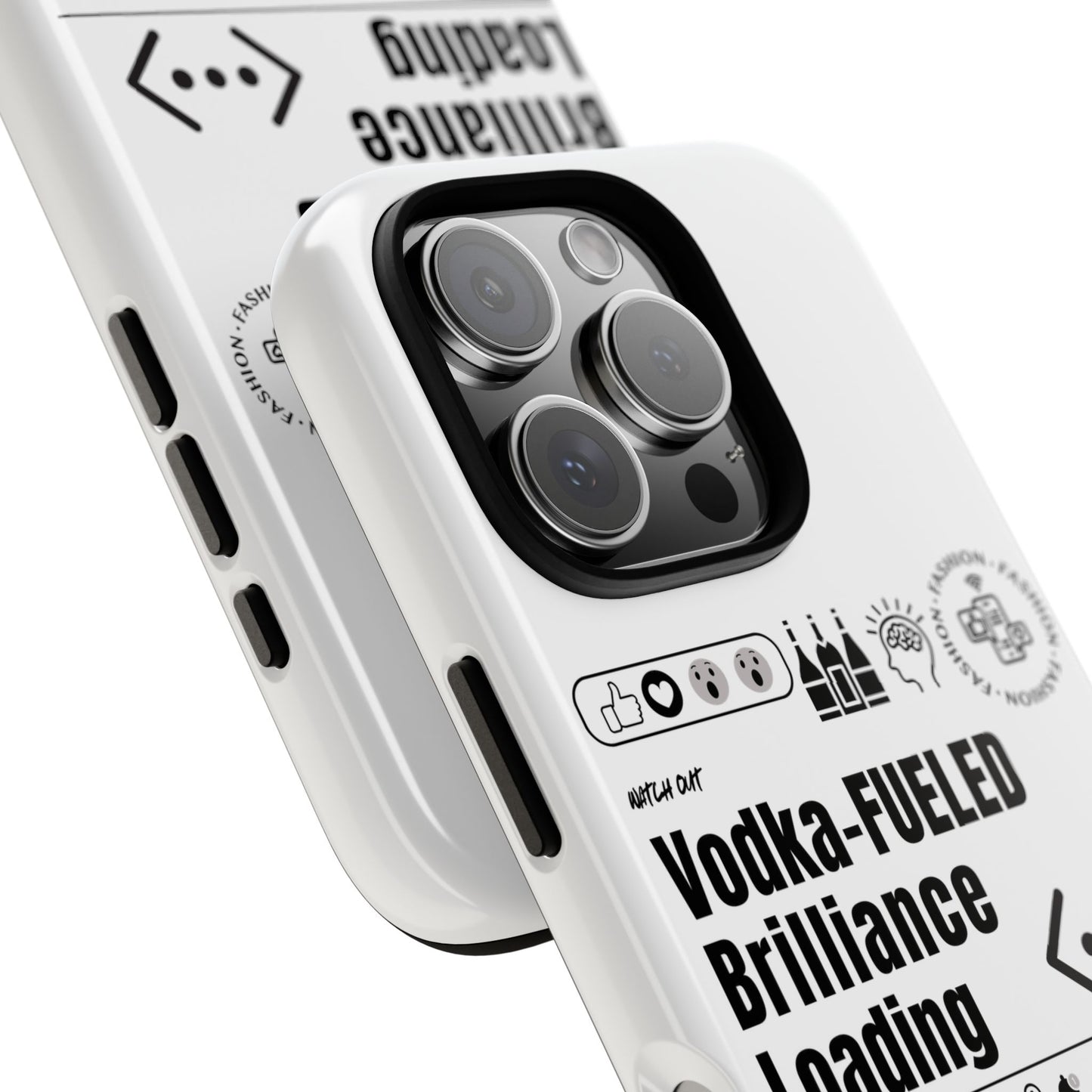 Virtuosoh Vodka Fueled Brilliance Loading Taugh Phone case for iPhone - White