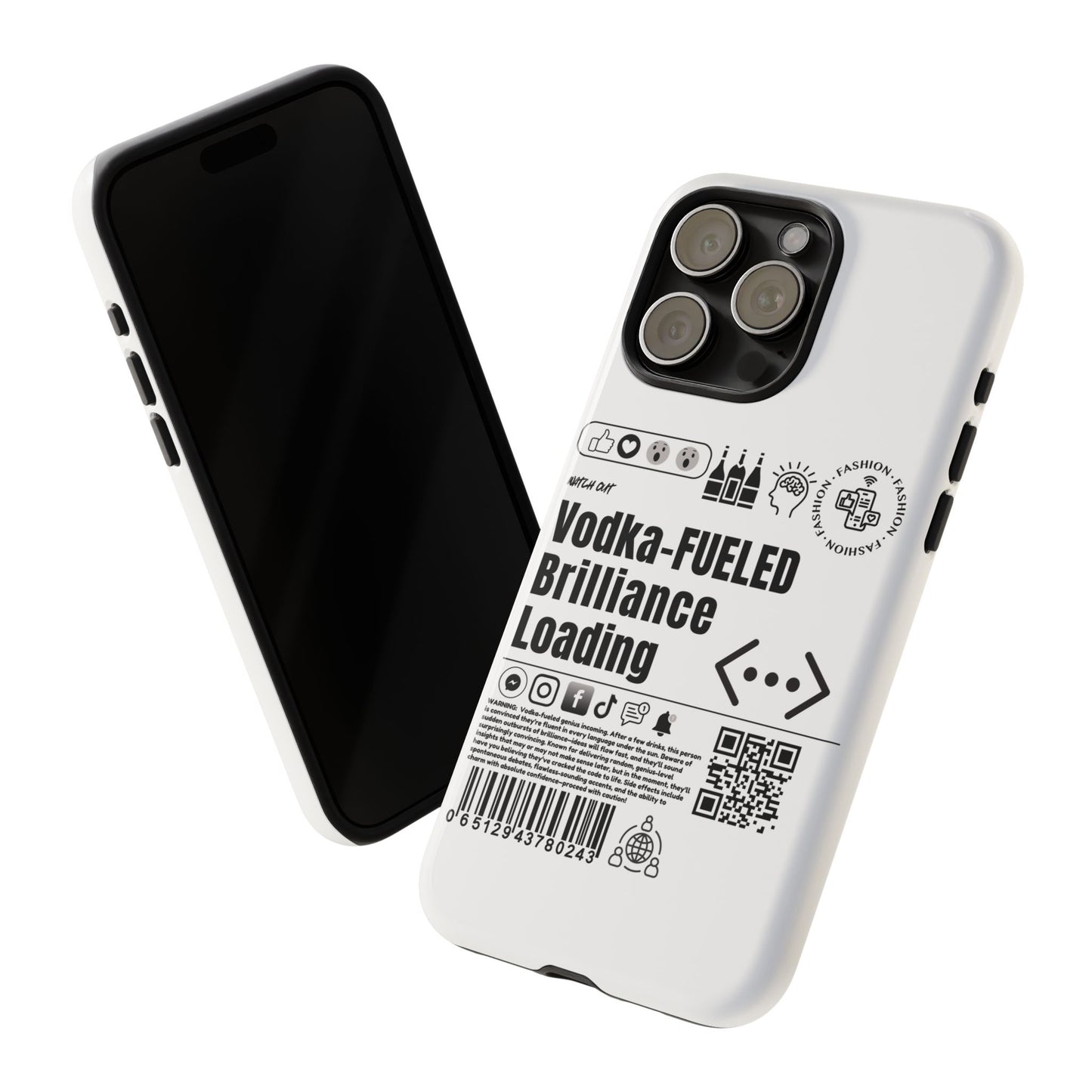 Virtuosoh Vodka Fueled Brilliance Loading Taugh Phone case for iPhone - White