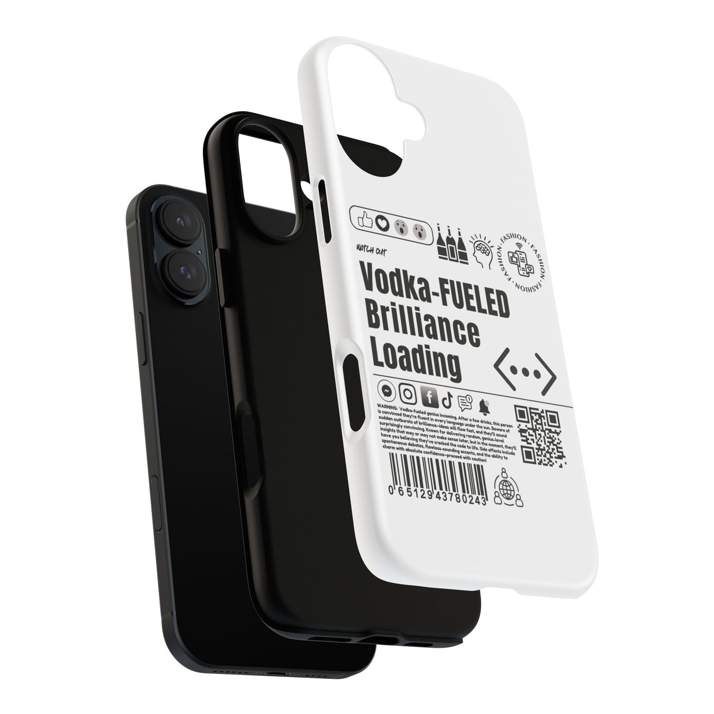 Virtuosoh Vodka Fueled Brilliance Loading Taugh Phone case for iPhone - White