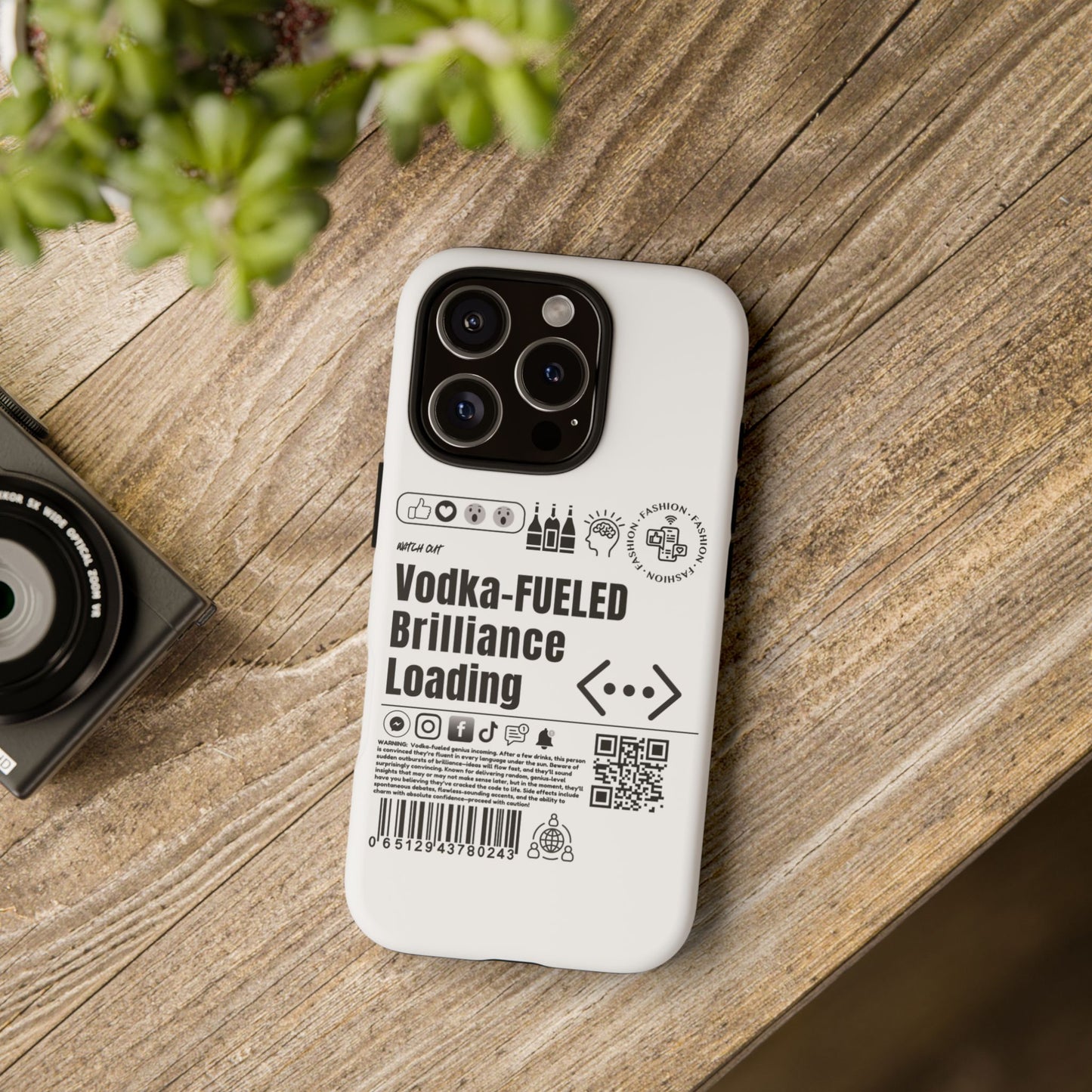 Virtuosoh Vodka Fueled Brilliance Loading Taugh Phone case for iPhone - White