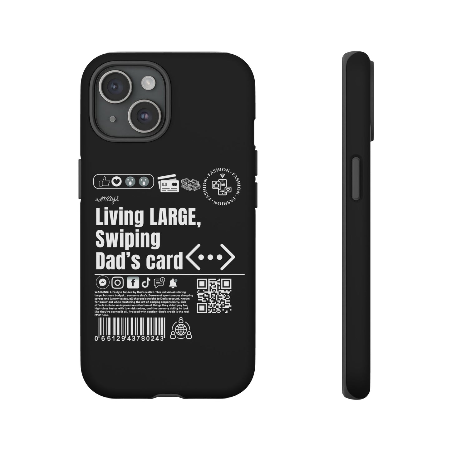 Virtuosoh Living Large Taugh Phone Case for iPhone - Black
