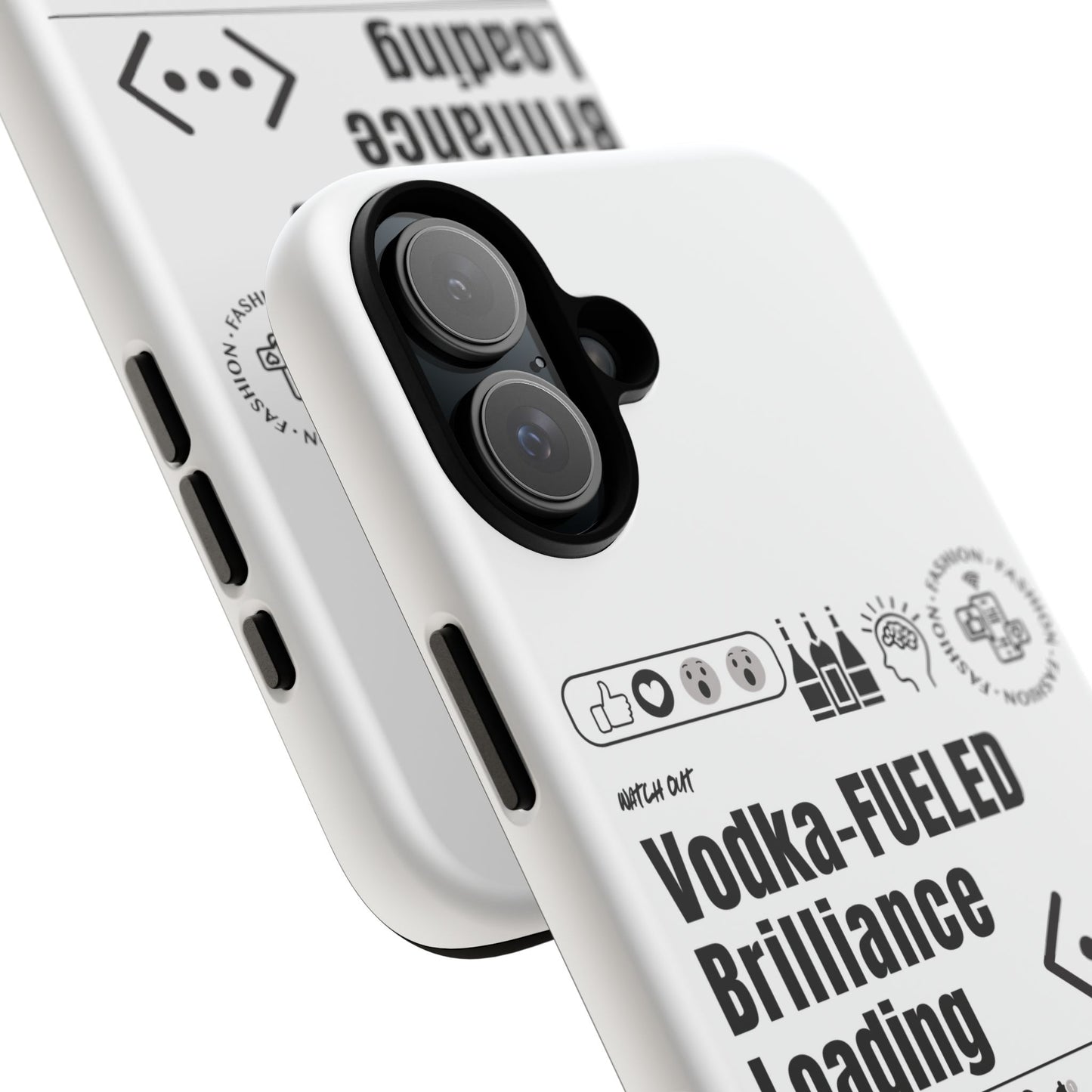 Virtuosoh Vodka Fueled Brilliance Loading Taugh Phone case for iPhone - White