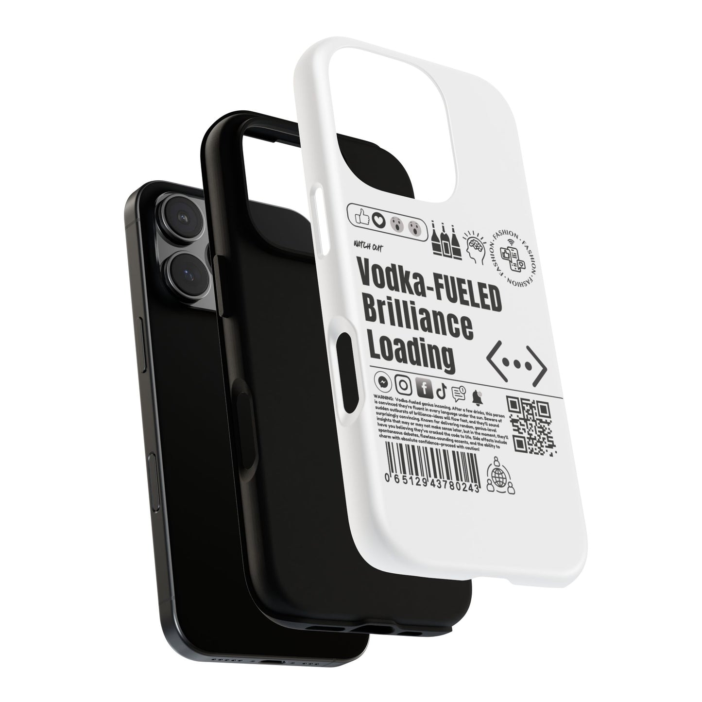 Virtuosoh Vodka Fueled Brilliance Loading Taugh Phone case for iPhone - White