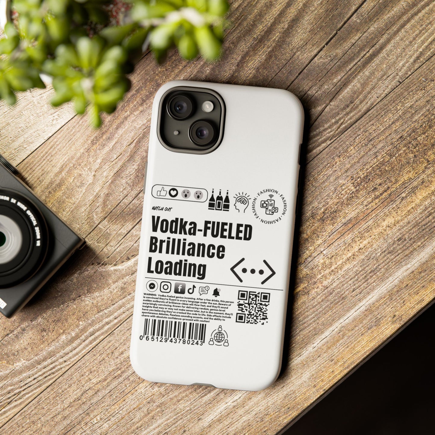 Virtuosoh Vodka Fueled Brilliance Loading Taugh Phone case for iPhone - White