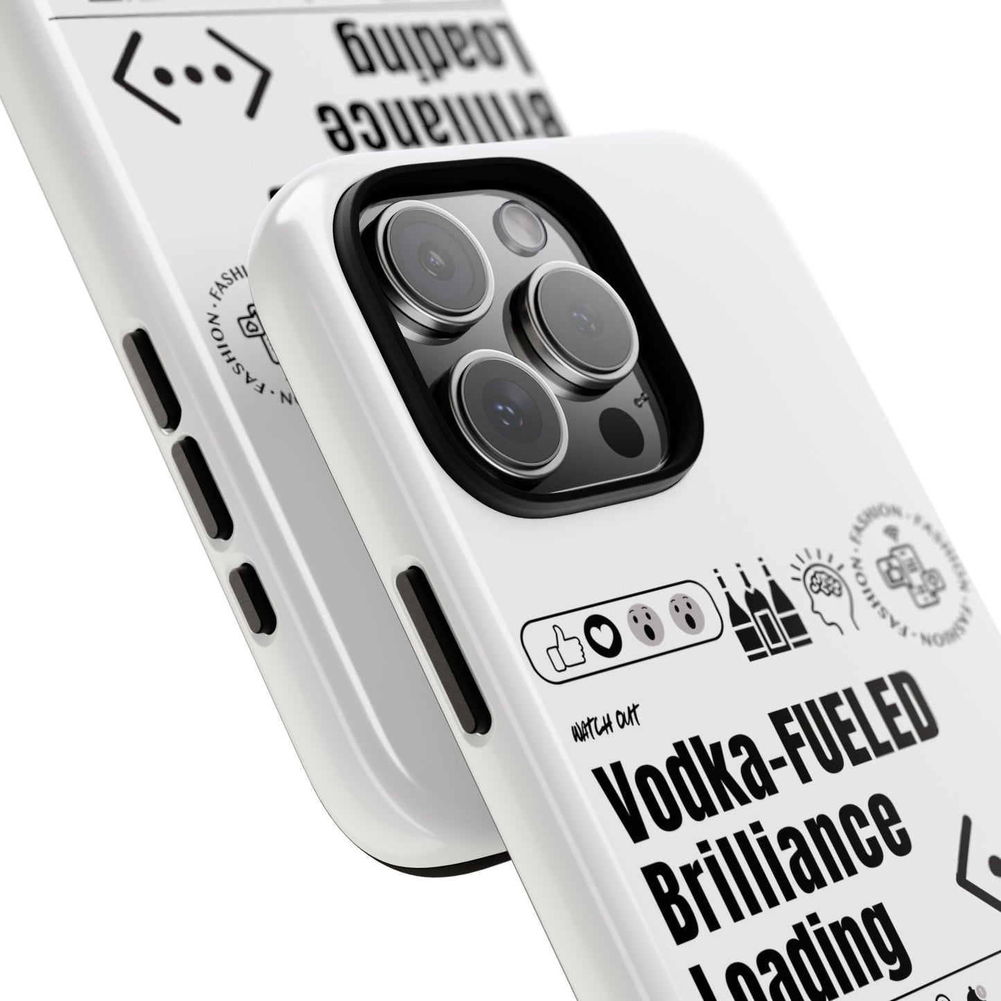 Virtuosoh Vodka Fueled Brilliance Loading Taugh Phone case for iPhone - White