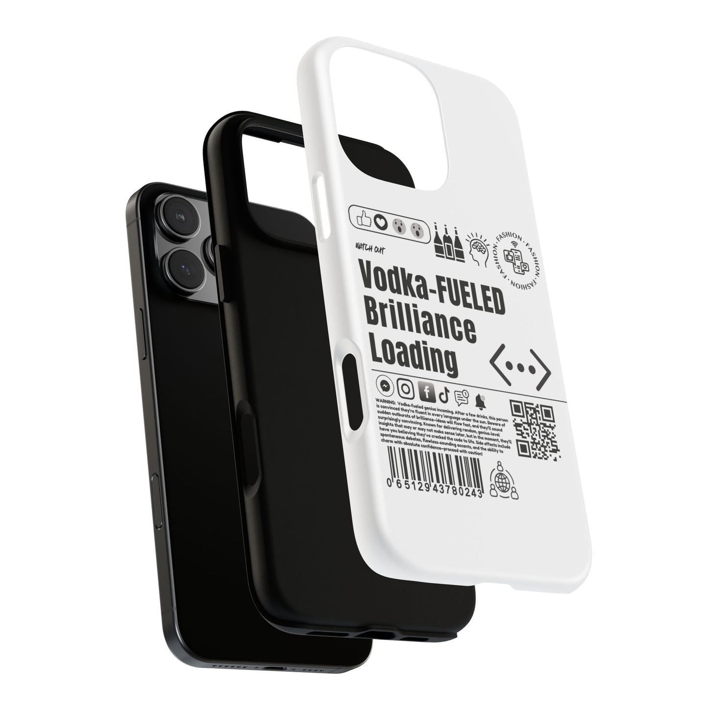 Virtuosoh Vodka Fueled Brilliance Loading Taugh Phone case for iPhone - White
