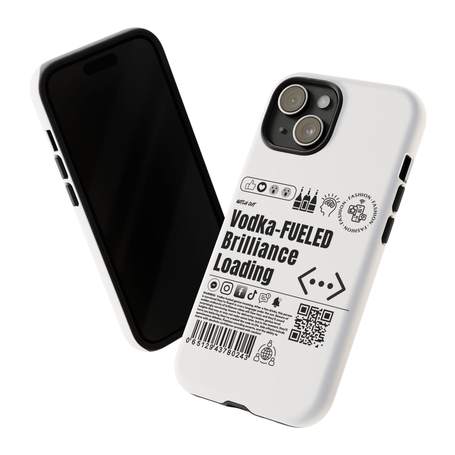 Virtuosoh Vodka Fueled Brilliance Loading Taugh Phone case for iPhone - White