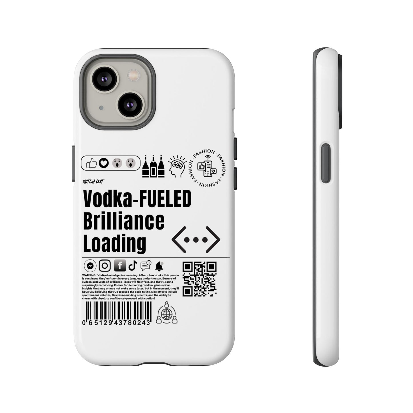 Virtuosoh Vodka Fueled Brilliance Loading Taugh Phone case for iPhone - White