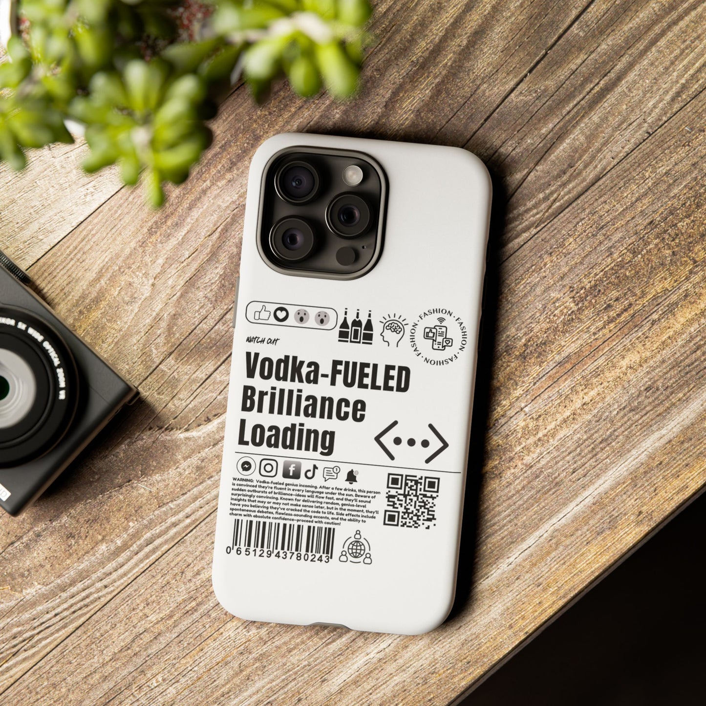 Virtuosoh Vodka Fueled Brilliance Loading Taugh Phone case for iPhone - White