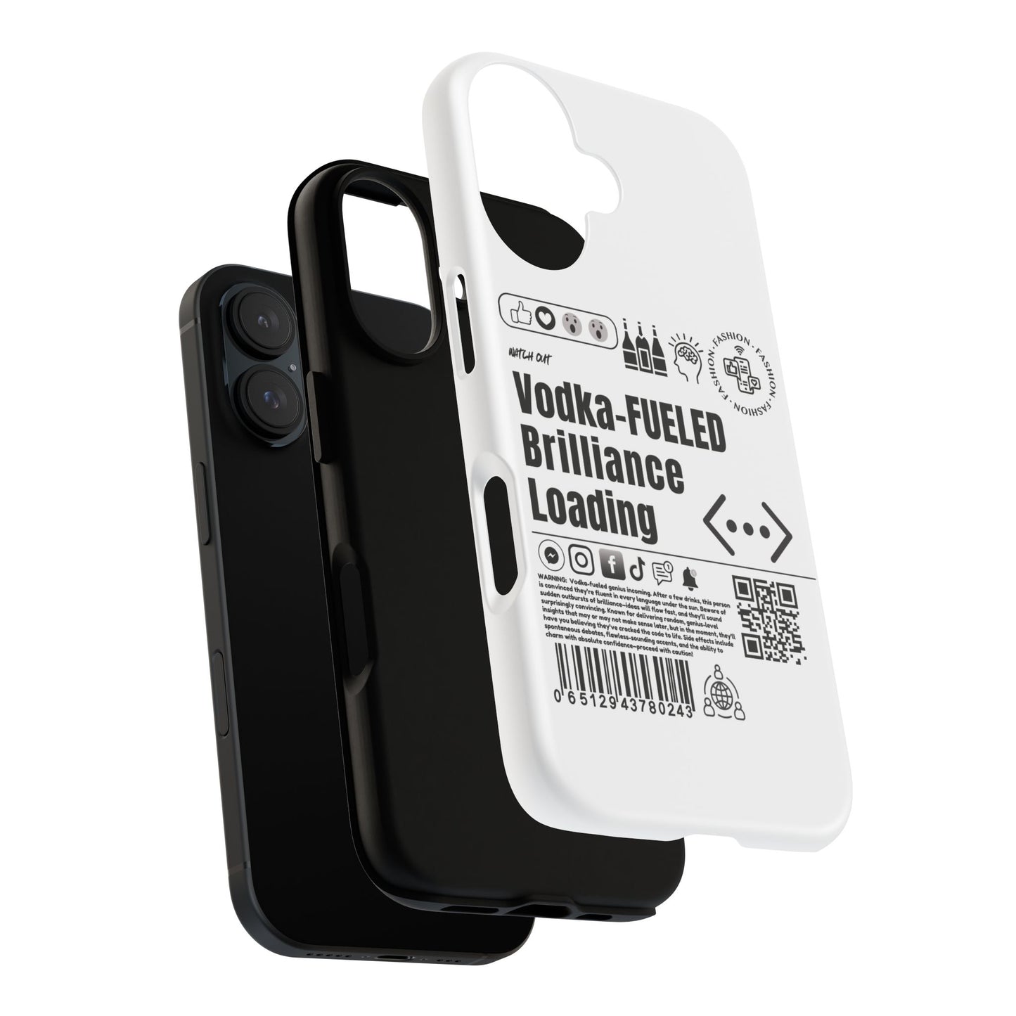 Virtuosoh Vodka Fueled Brilliance Loading Taugh Phone case for iPhone - White