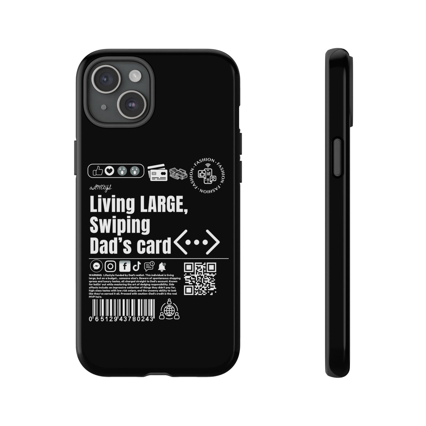 Virtuosoh Living Large Taugh Phone Case for iPhone - Black