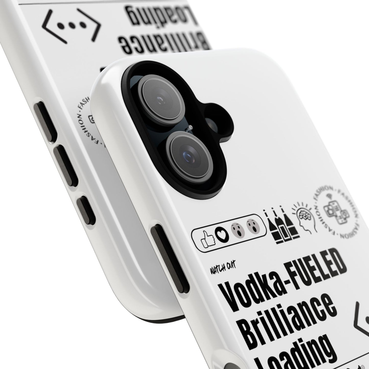 Virtuosoh Vodka Fueled Brilliance Loading Taugh Phone case for iPhone - White