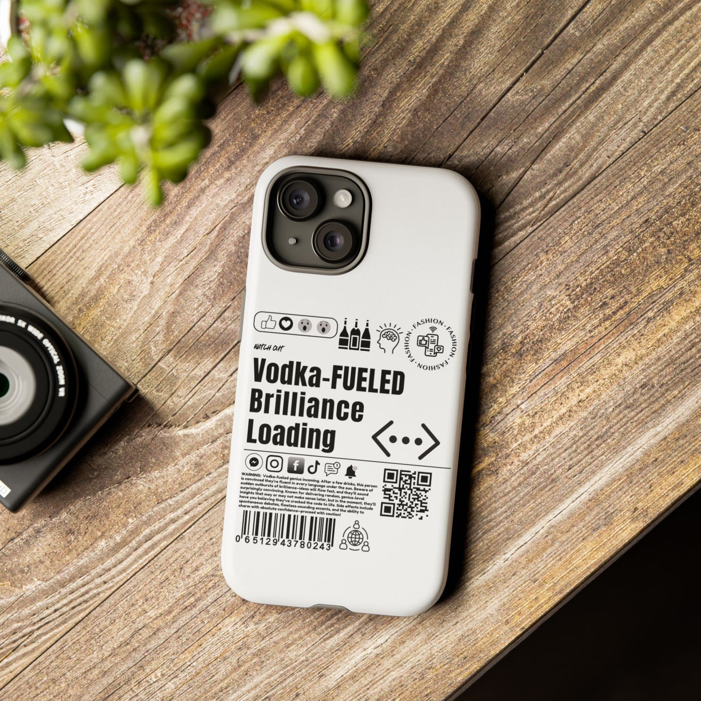 Virtuosoh Vodka Fueled Brilliance Loading Taugh Phone case for iPhone - White