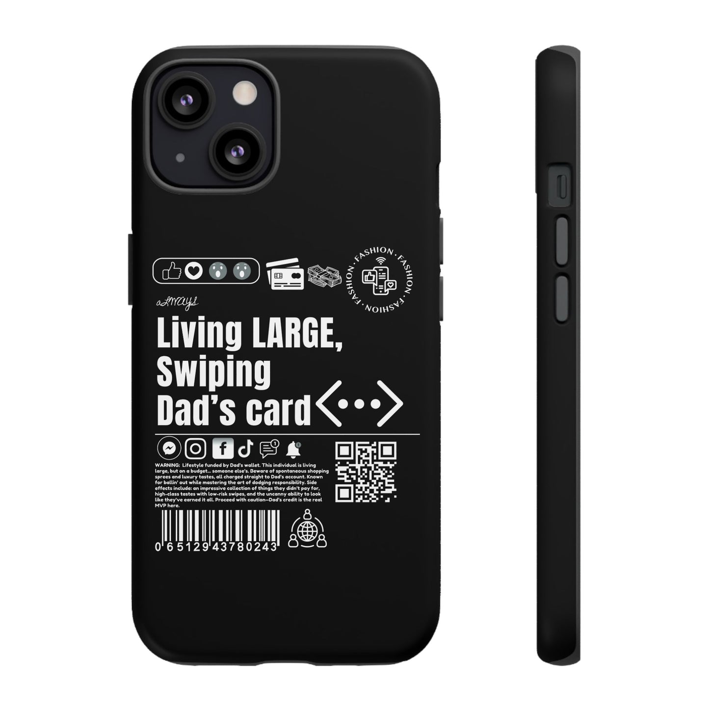 Virtuosoh Living Large Taugh Phone Case for iPhone - Black
