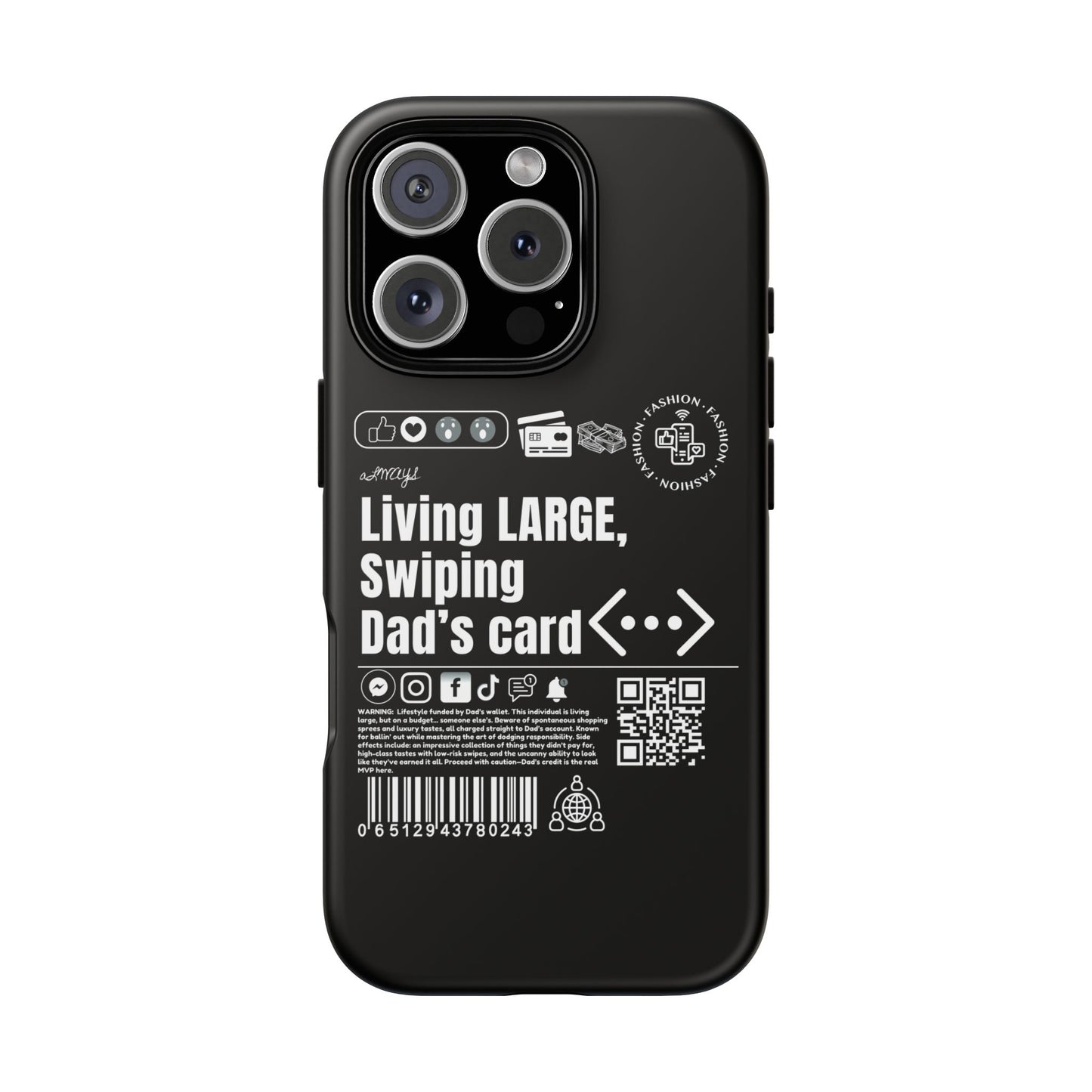 Virtuosoh Living Large Taugh Phone Case for iPhone - Black