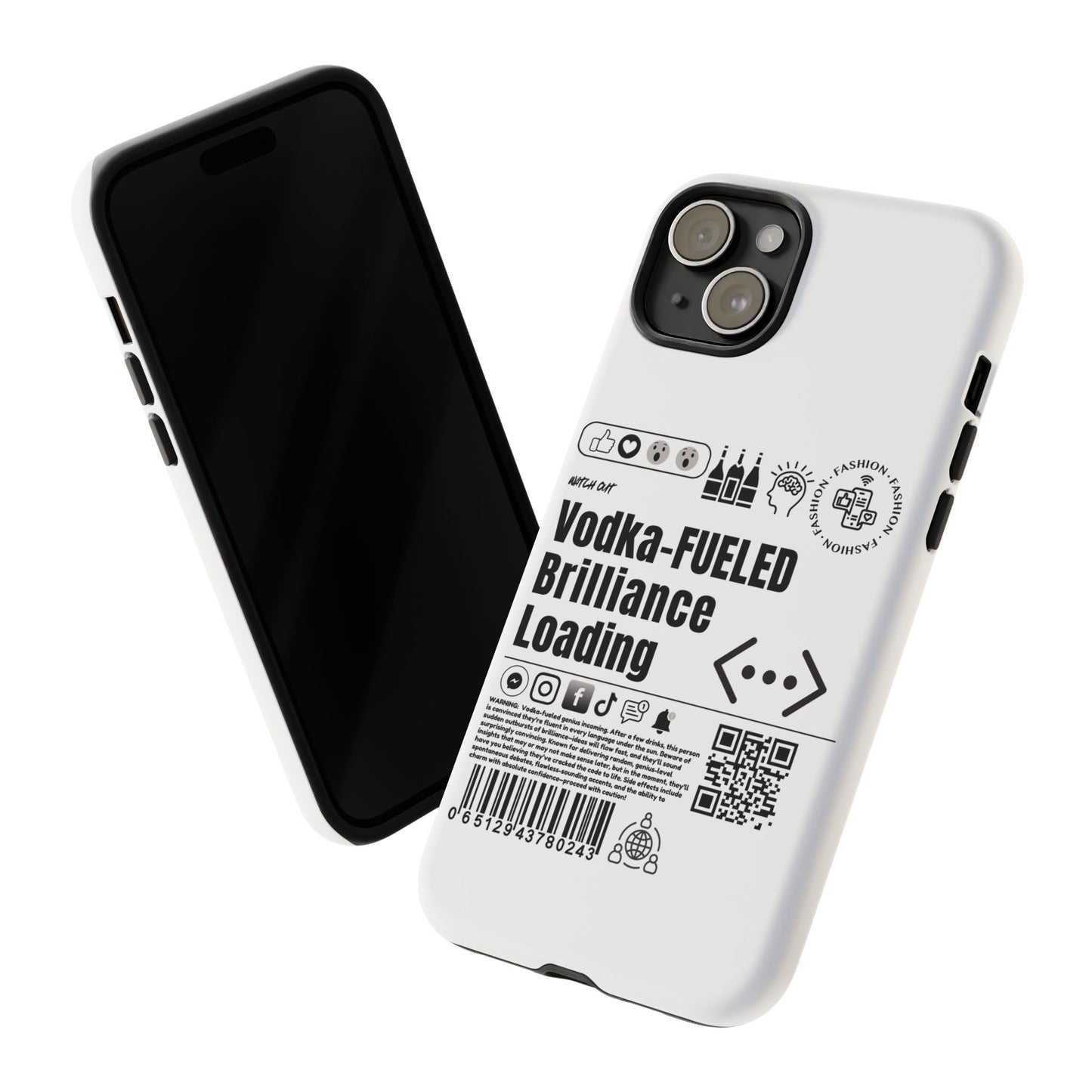 Virtuosoh Vodka Fueled Brilliance Loading Taugh Phone case for iPhone - White