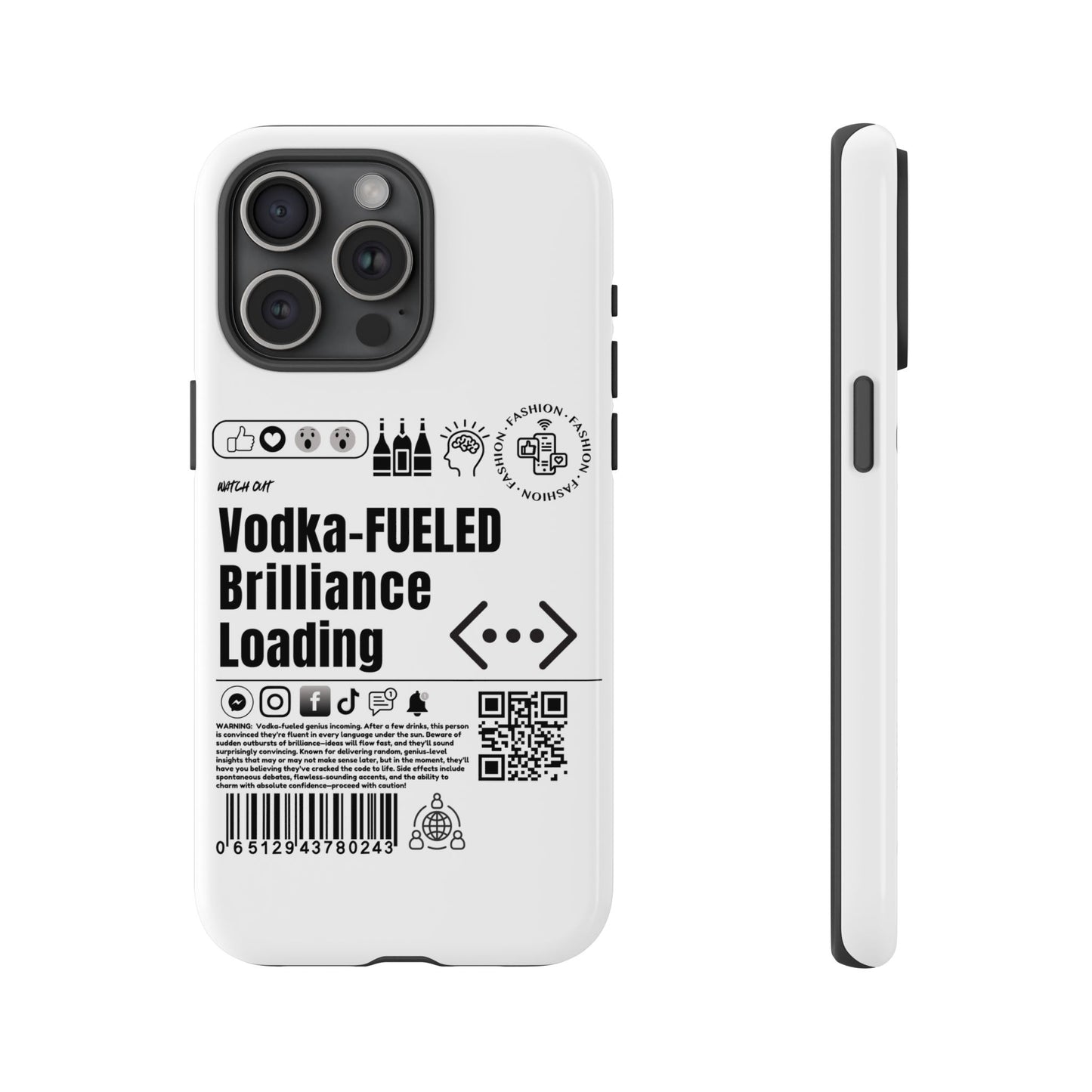 Virtuosoh Vodka Fueled Brilliance Loading Taugh Phone case for iPhone - White