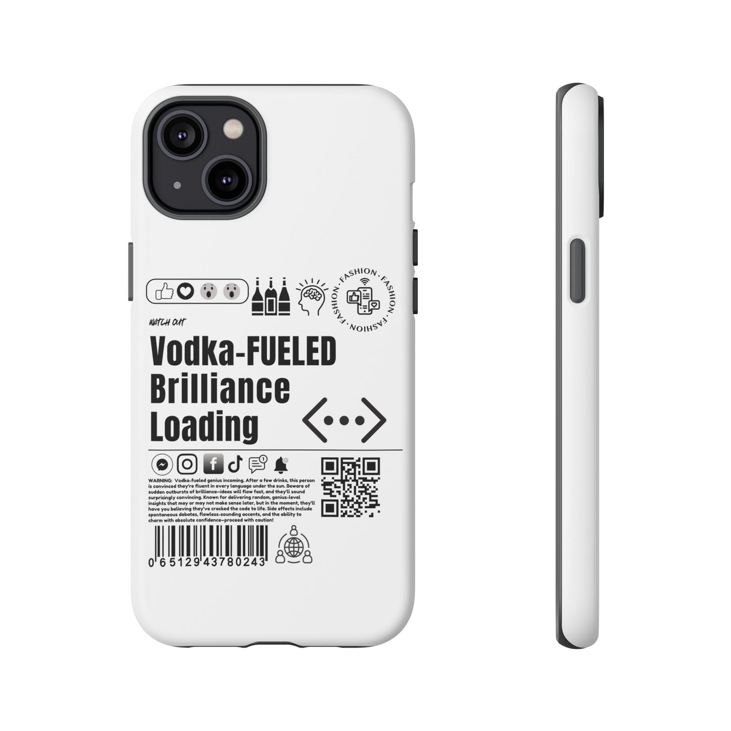 Virtuosoh Vodka Fueled Brilliance Loading Taugh Phone case for iPhone - White