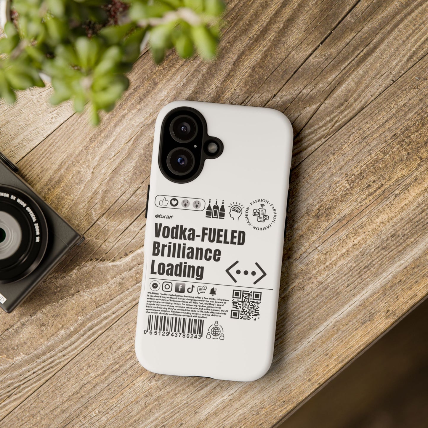 Virtuosoh Vodka Fueled Brilliance Loading Taugh Phone case for iPhone - White