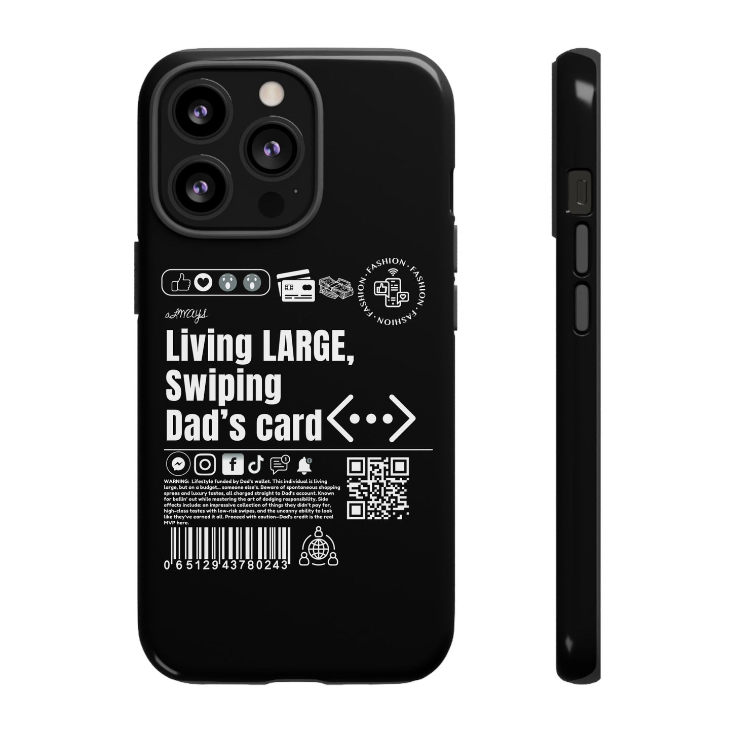 Virtuosoh Living Large Taugh Phone Case for iPhone - Black