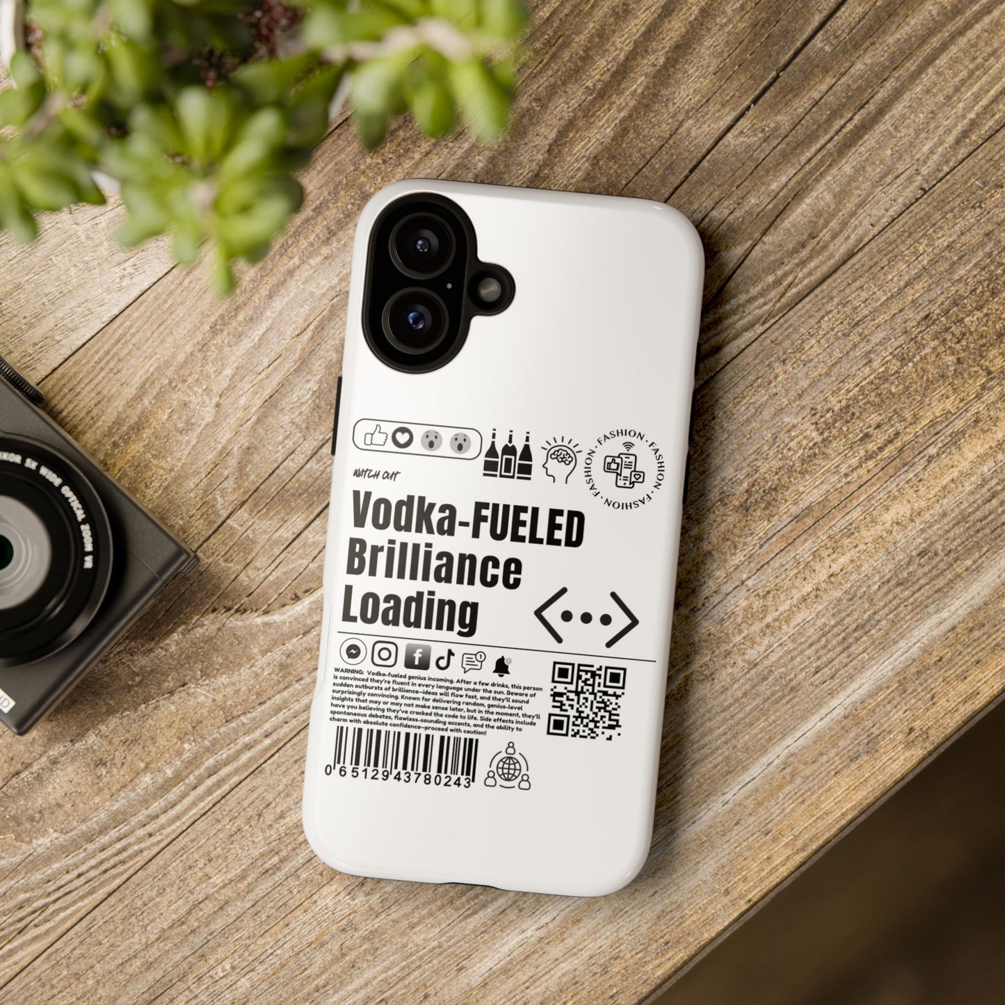 Virtuosoh Vodka Fueled Brilliance Loading Taugh Phone case for iPhone - White