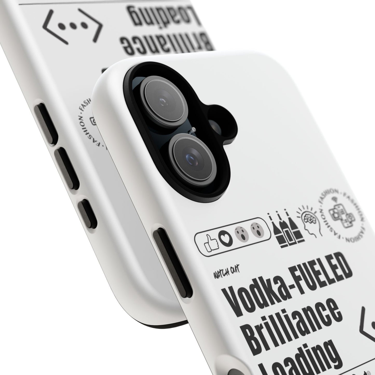 Virtuosoh Vodka Fueled Brilliance Loading Taugh Phone case for iPhone - White