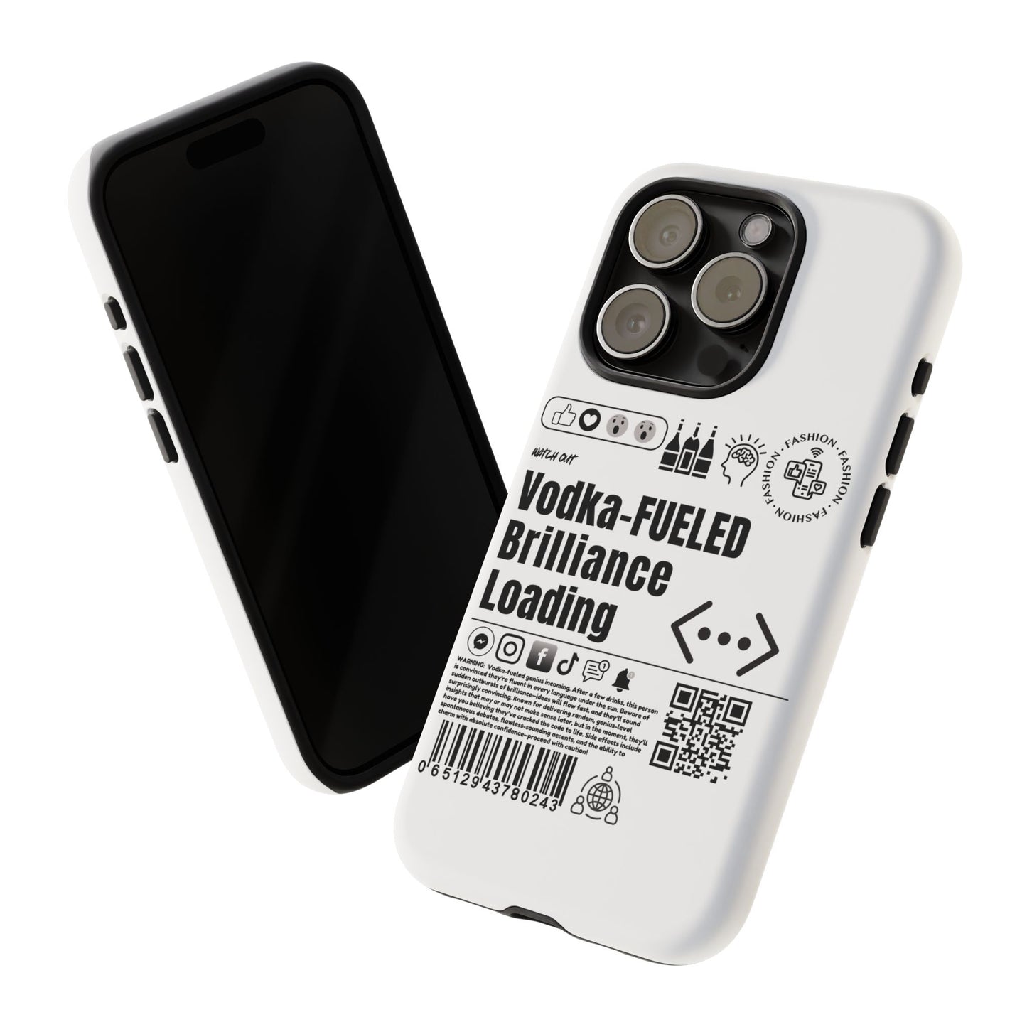 Virtuosoh Vodka Fueled Brilliance Loading Taugh Phone case for iPhone - White