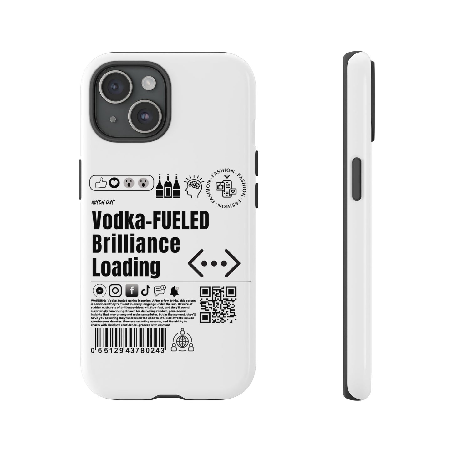 Virtuosoh Vodka Fueled Brilliance Loading Taugh Phone case for iPhone - White