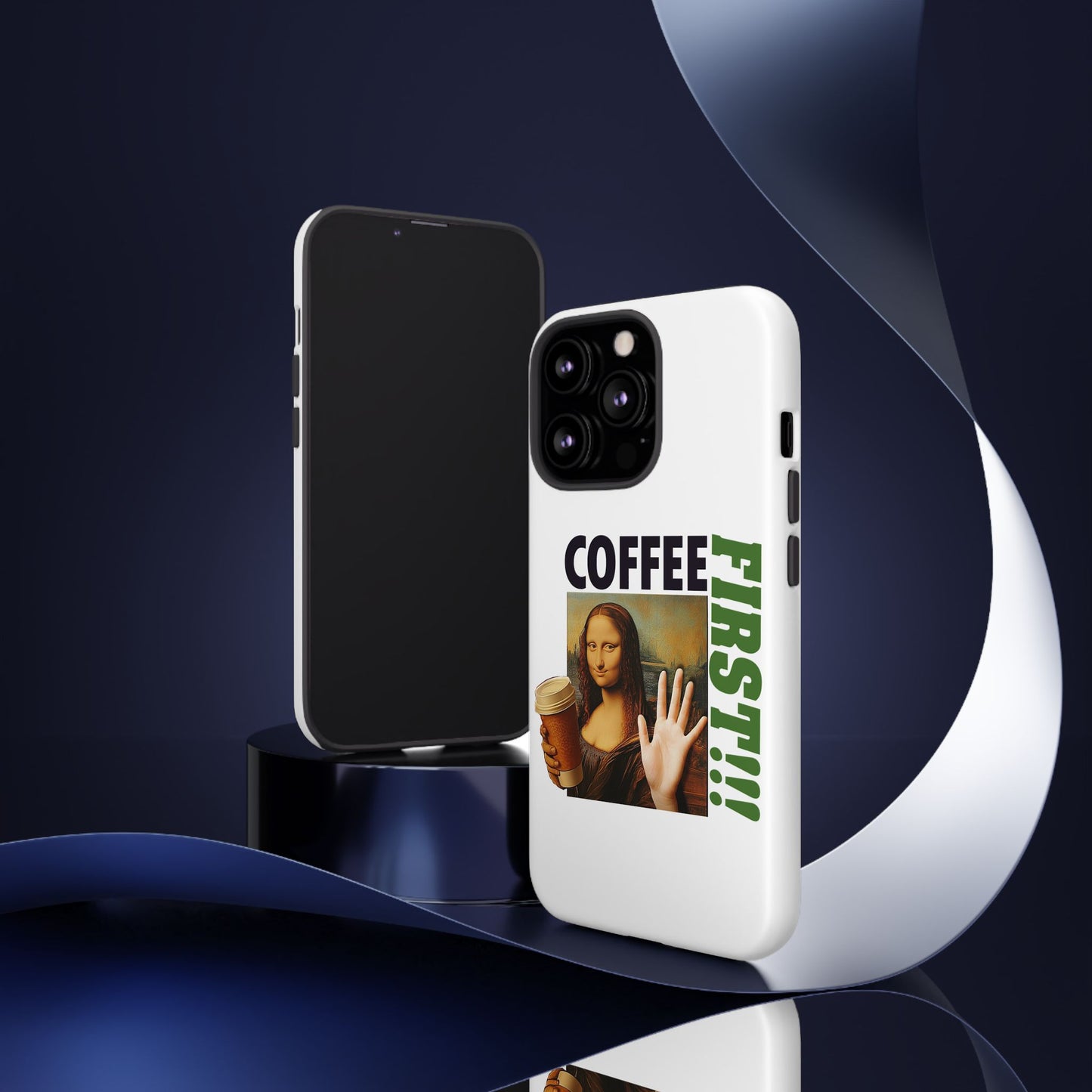 Virtuosoh Mona Lisa Coffee First Tough Phone case for iPhone - White