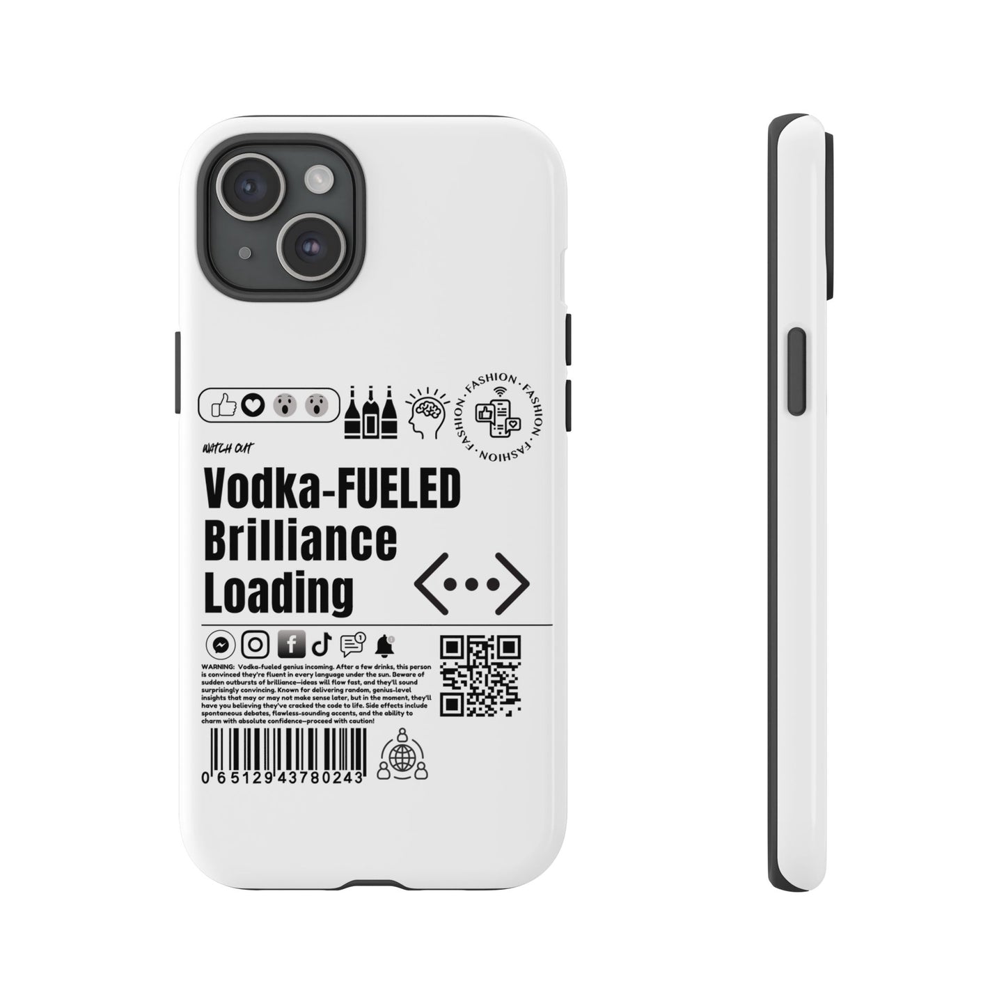 Virtuosoh Vodka Fueled Brilliance Loading Taugh Phone case for iPhone - White