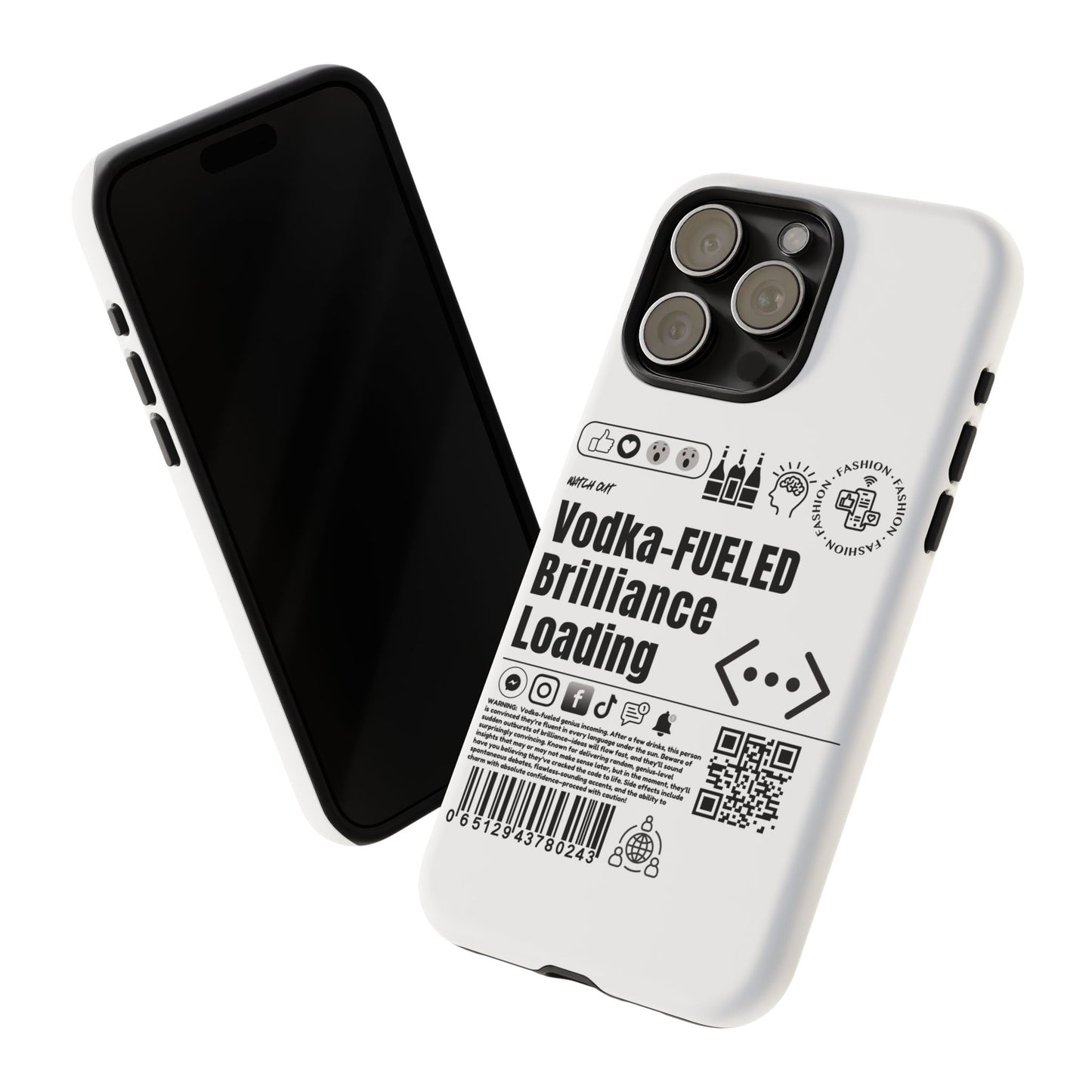 Virtuosoh Vodka Fueled Brilliance Loading Taugh Phone case for iPhone - White