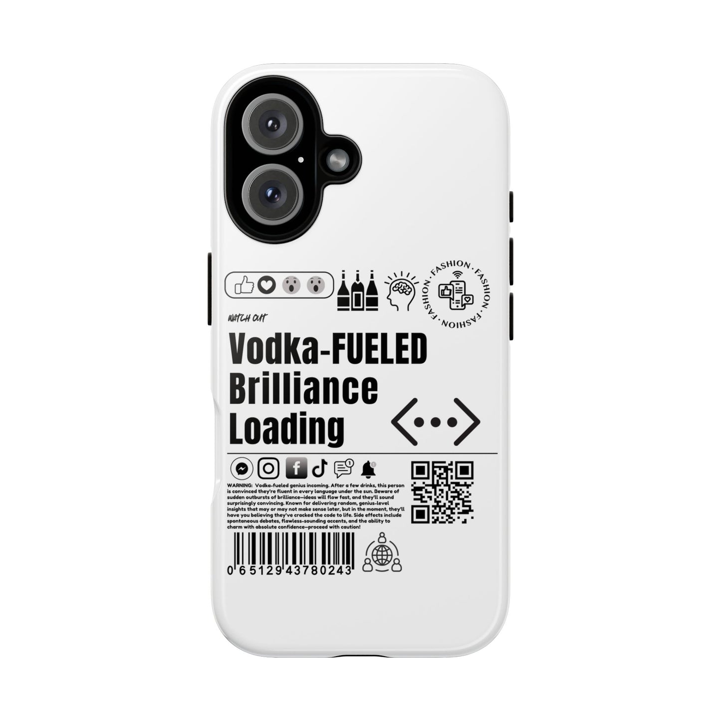 Virtuosoh Vodka Fueled Brilliance Loading Taugh Phone case for iPhone - White