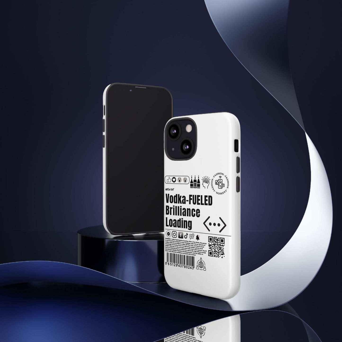Virtuosoh Vodka Fueled Brilliance Loading Taugh Phone case for iPhone - White
