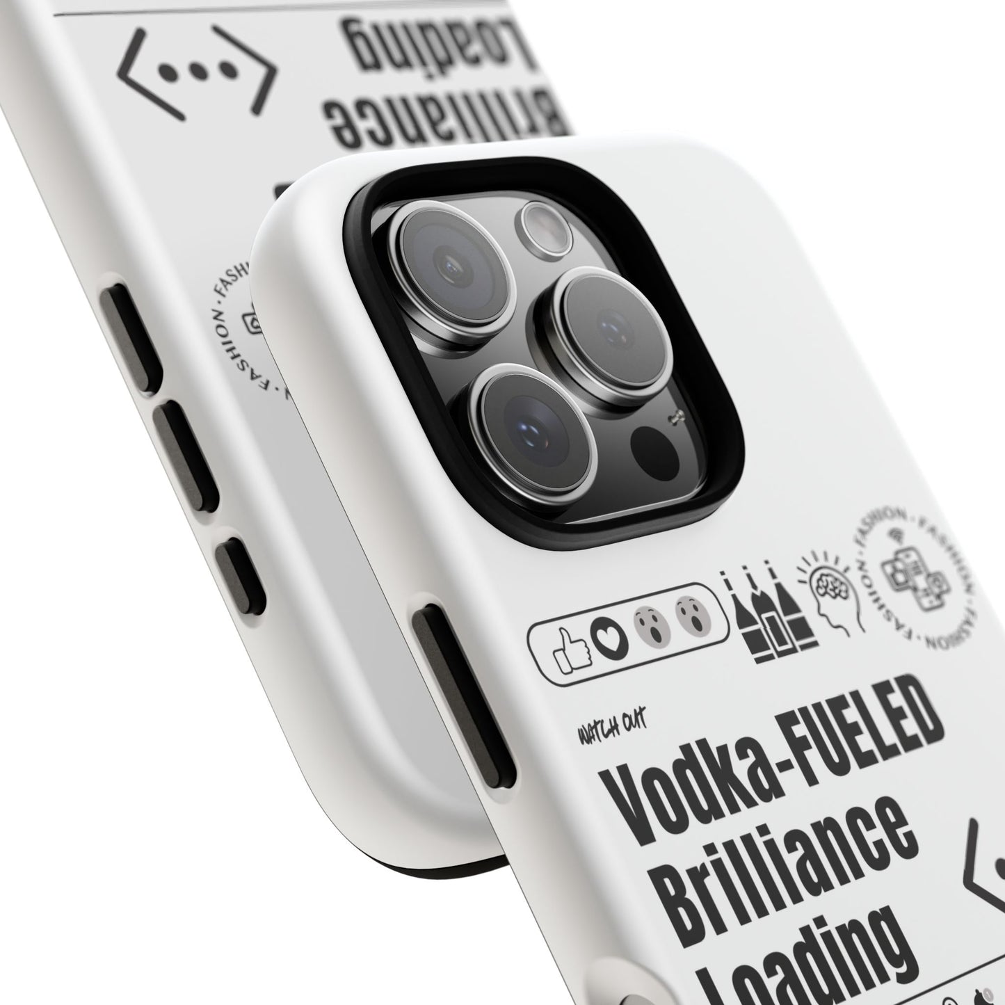 Virtuosoh Vodka Fueled Brilliance Loading Taugh Phone case for iPhone - White