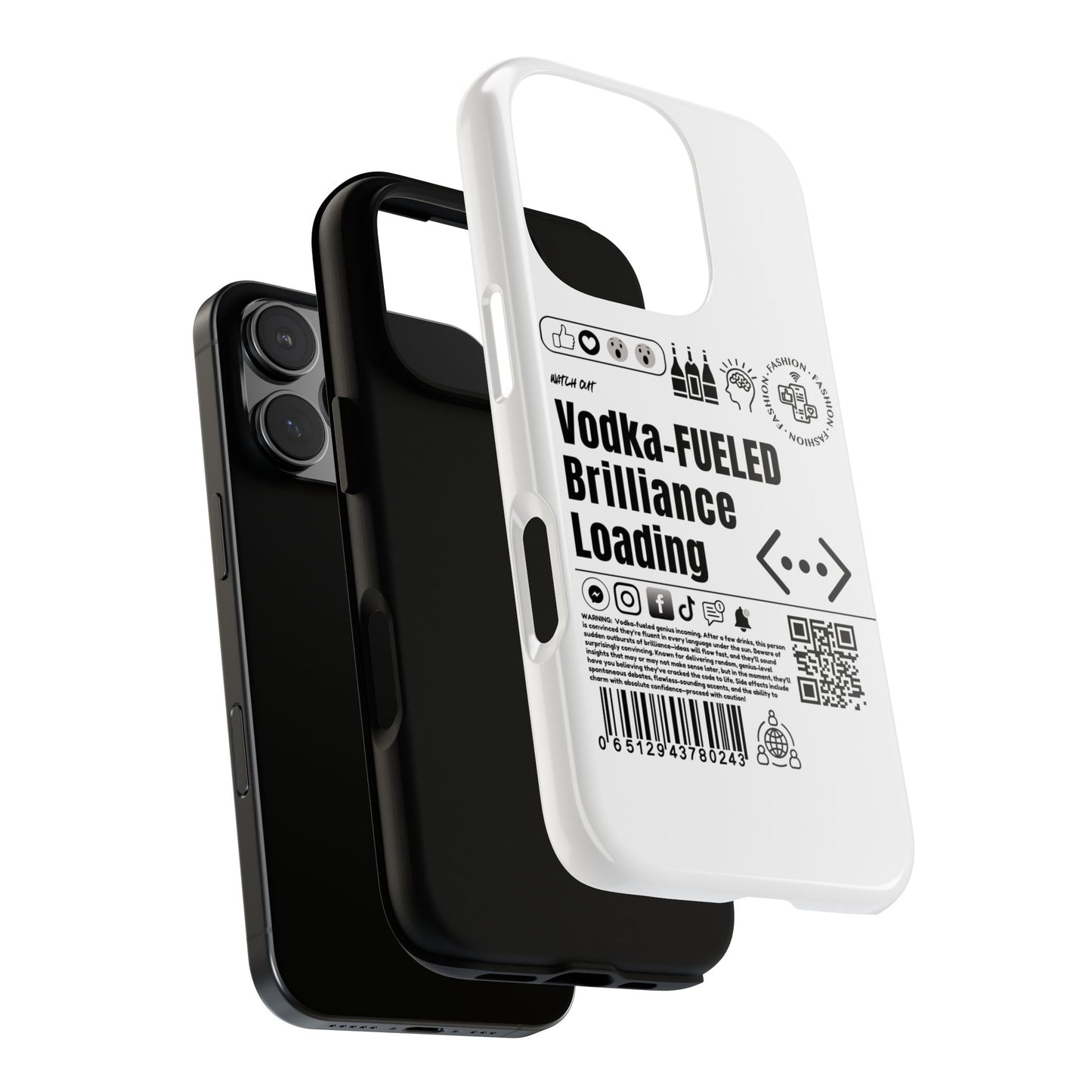 Virtuosoh Vodka Fueled Brilliance Loading Taugh Phone case for iPhone - White