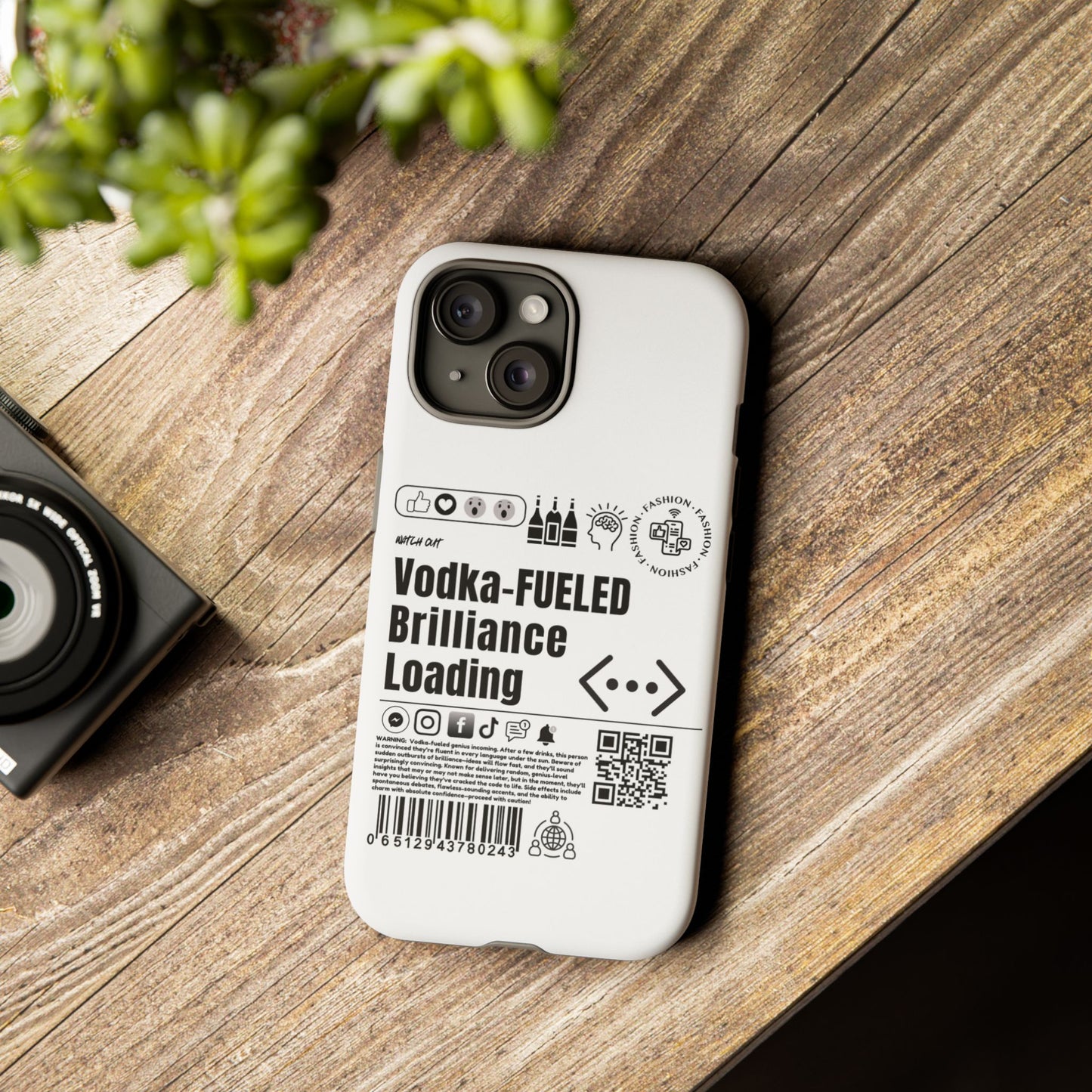 Virtuosoh Vodka Fueled Brilliance Loading Taugh Phone case for iPhone - White