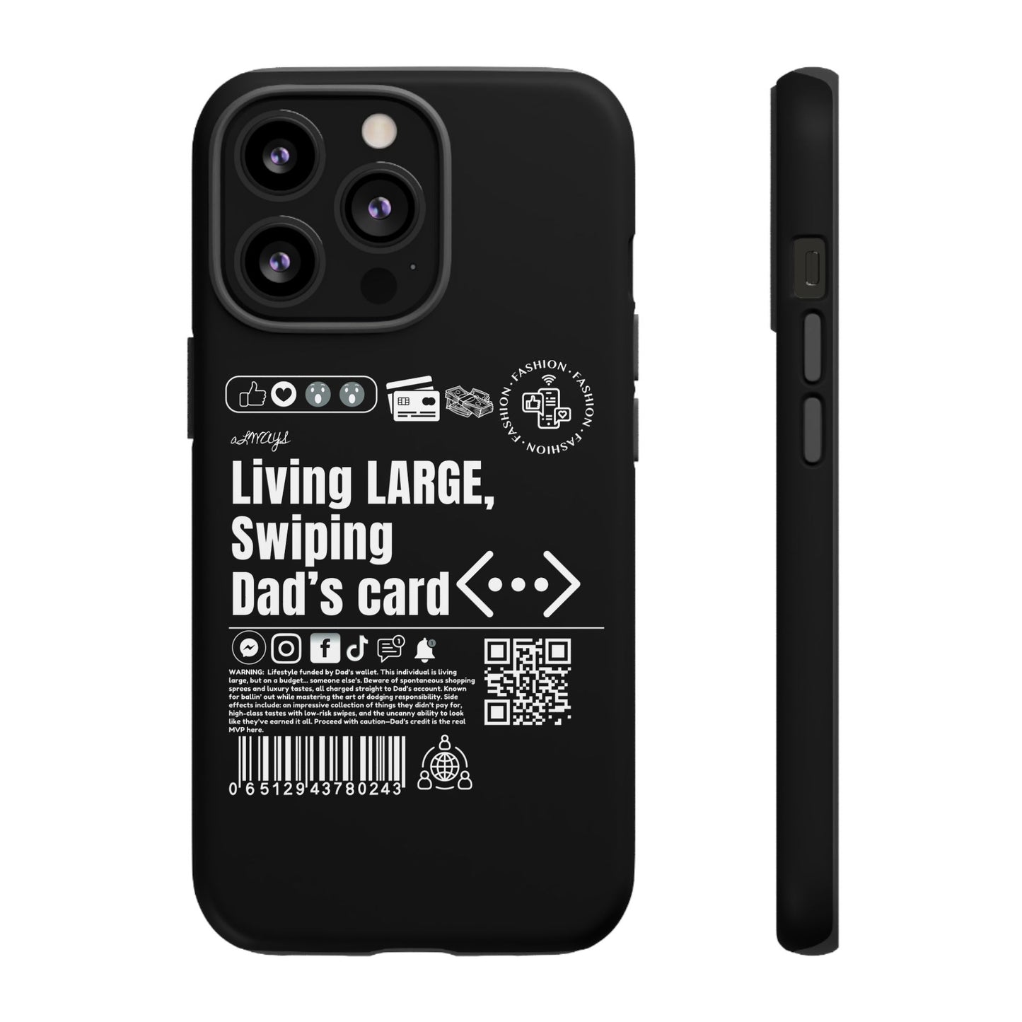 Virtuosoh Living Large Taugh Phone Case for iPhone - Black