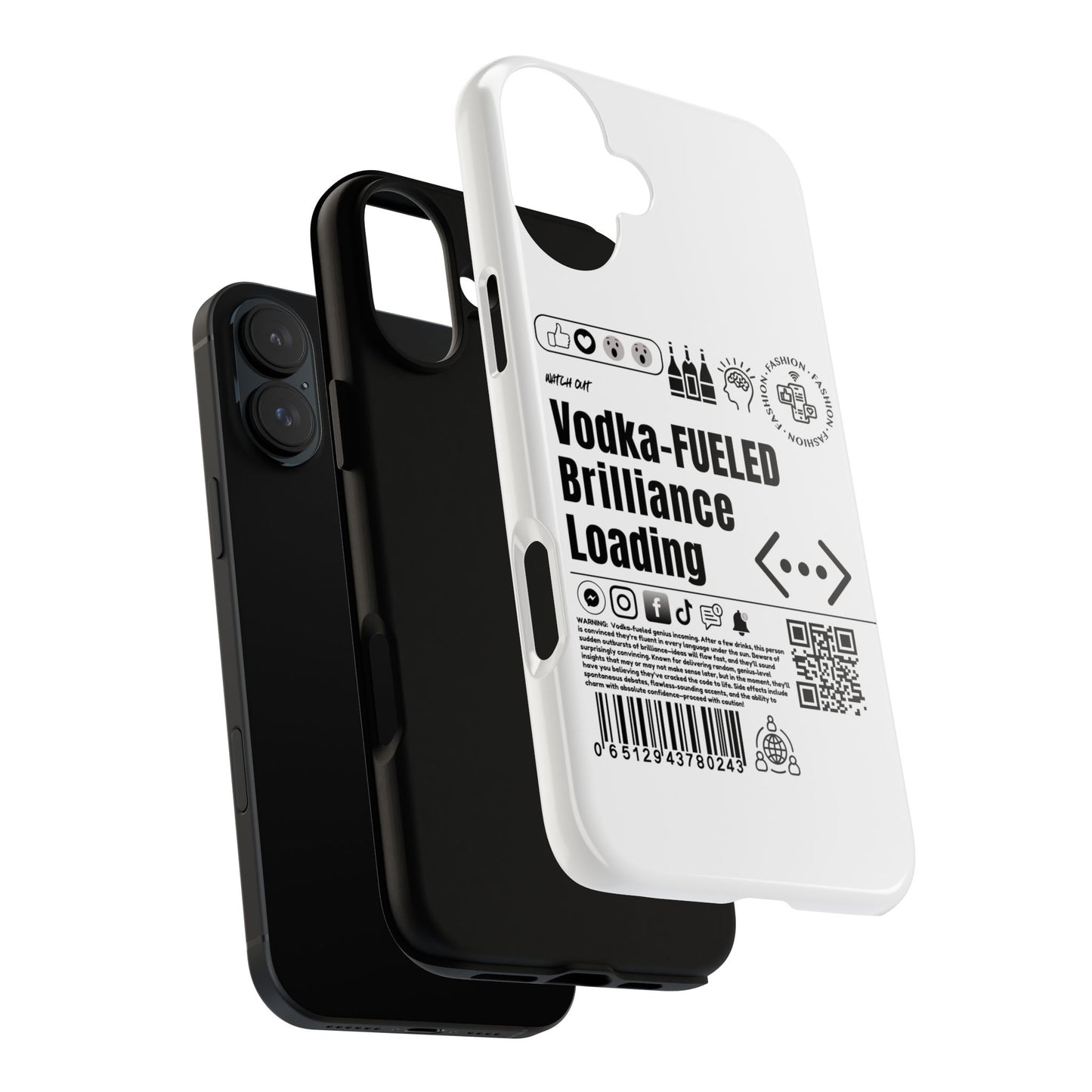 Virtuosoh Vodka Fueled Brilliance Loading Taugh Phone case for iPhone - White