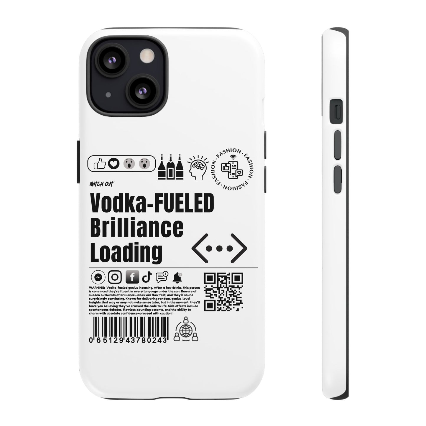 Virtuosoh Vodka Fueled Brilliance Loading Taugh Phone case for iPhone - White