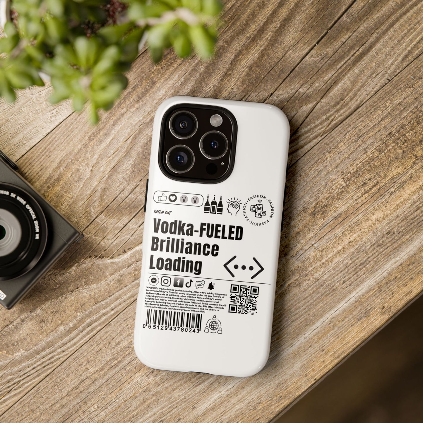 Virtuosoh Vodka Fueled Brilliance Loading Taugh Phone case for iPhone - White