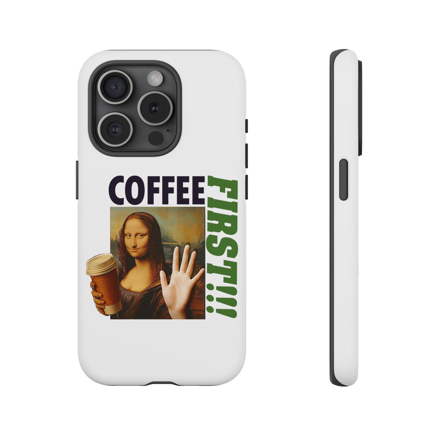 Virtuosoh Mona Lisa Coffee First Tough Phone case for iPhone - White