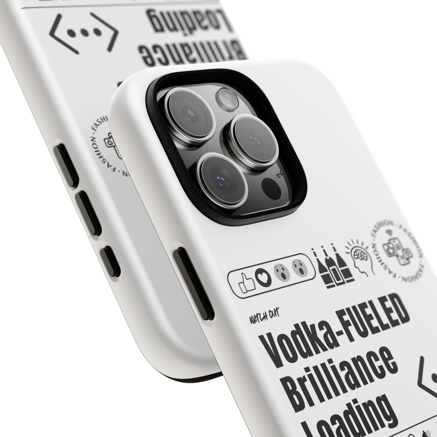 Virtuosoh Vodka Fueled Brilliance Loading Taugh Phone case for iPhone - White