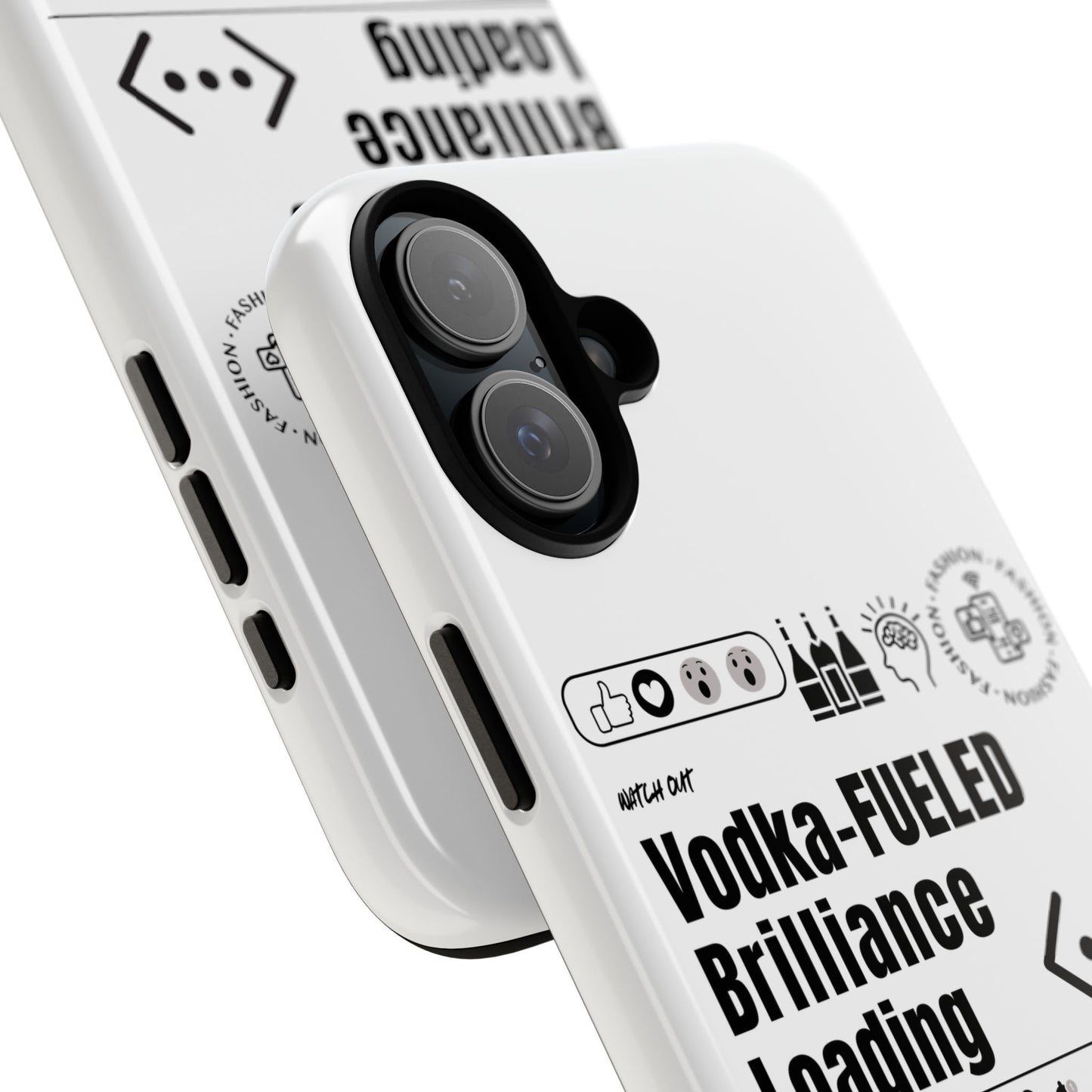 Virtuosoh Vodka Fueled Brilliance Loading Taugh Phone case for iPhone - White