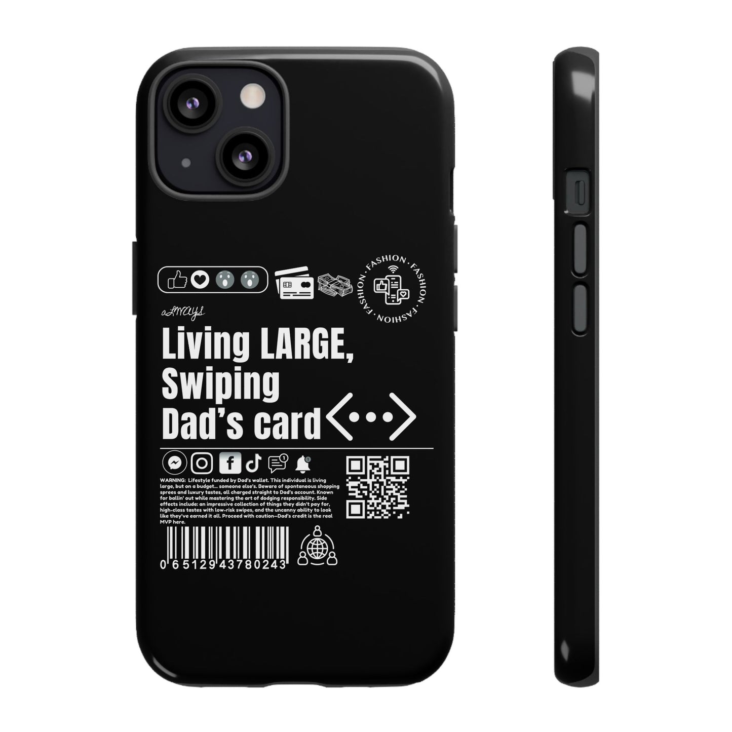 Virtuosoh Living Large Taugh Phone Case for iPhone - Black