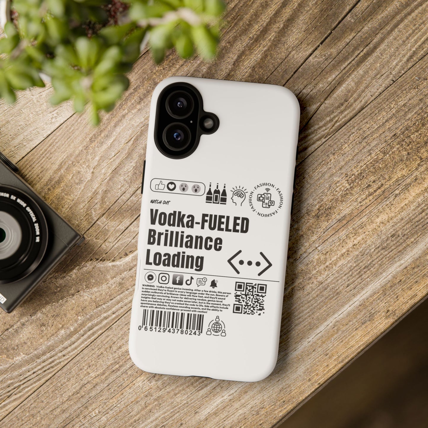 Virtuosoh Vodka Fueled Brilliance Loading Taugh Phone case for iPhone - White