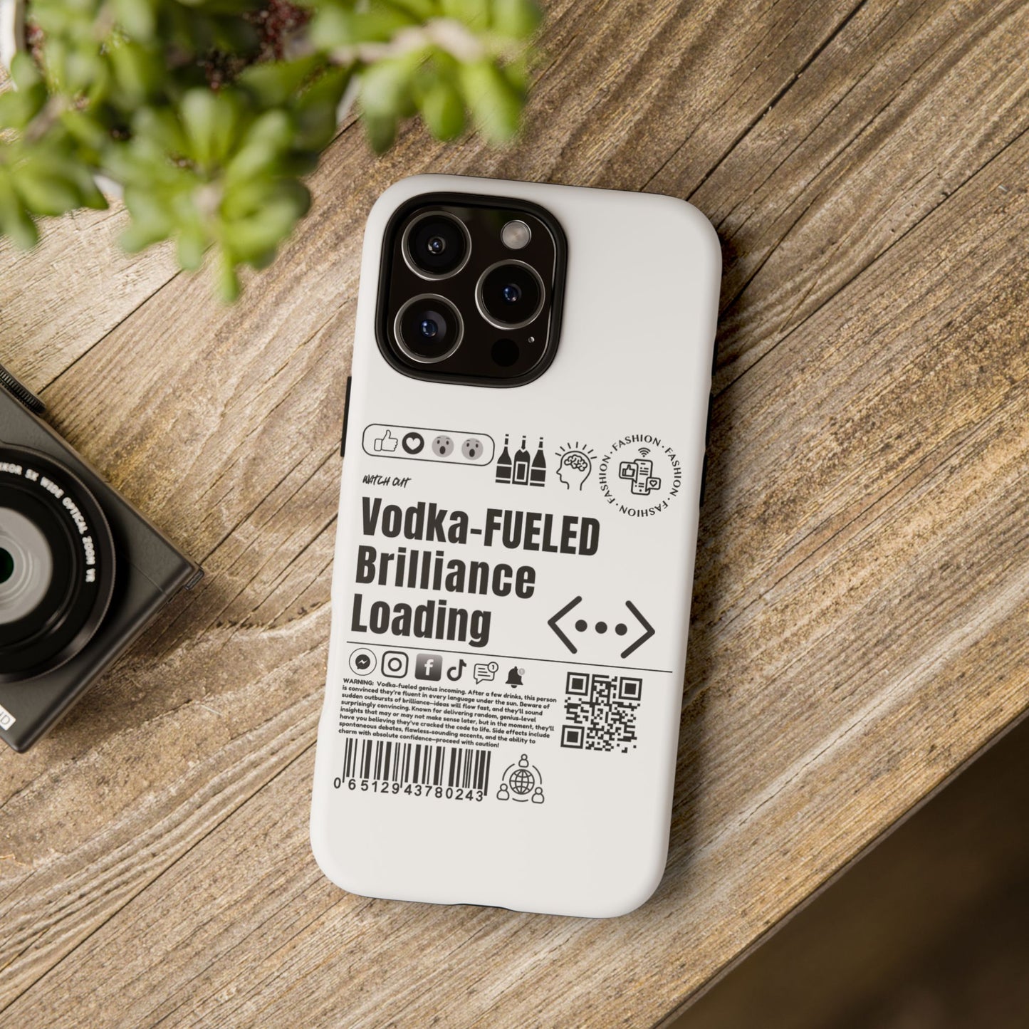 Virtuosoh Vodka Fueled Brilliance Loading Taugh Phone case for iPhone - White