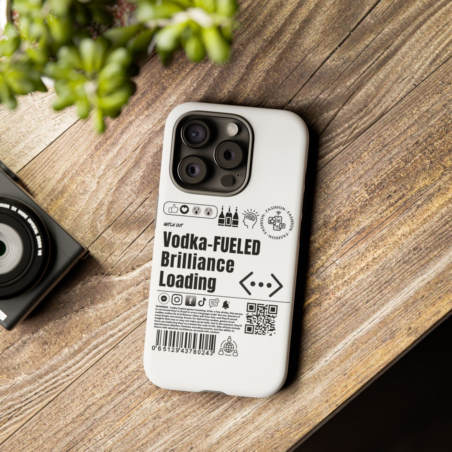 Virtuosoh Vodka Fueled Brilliance Loading Taugh Phone case for iPhone - White