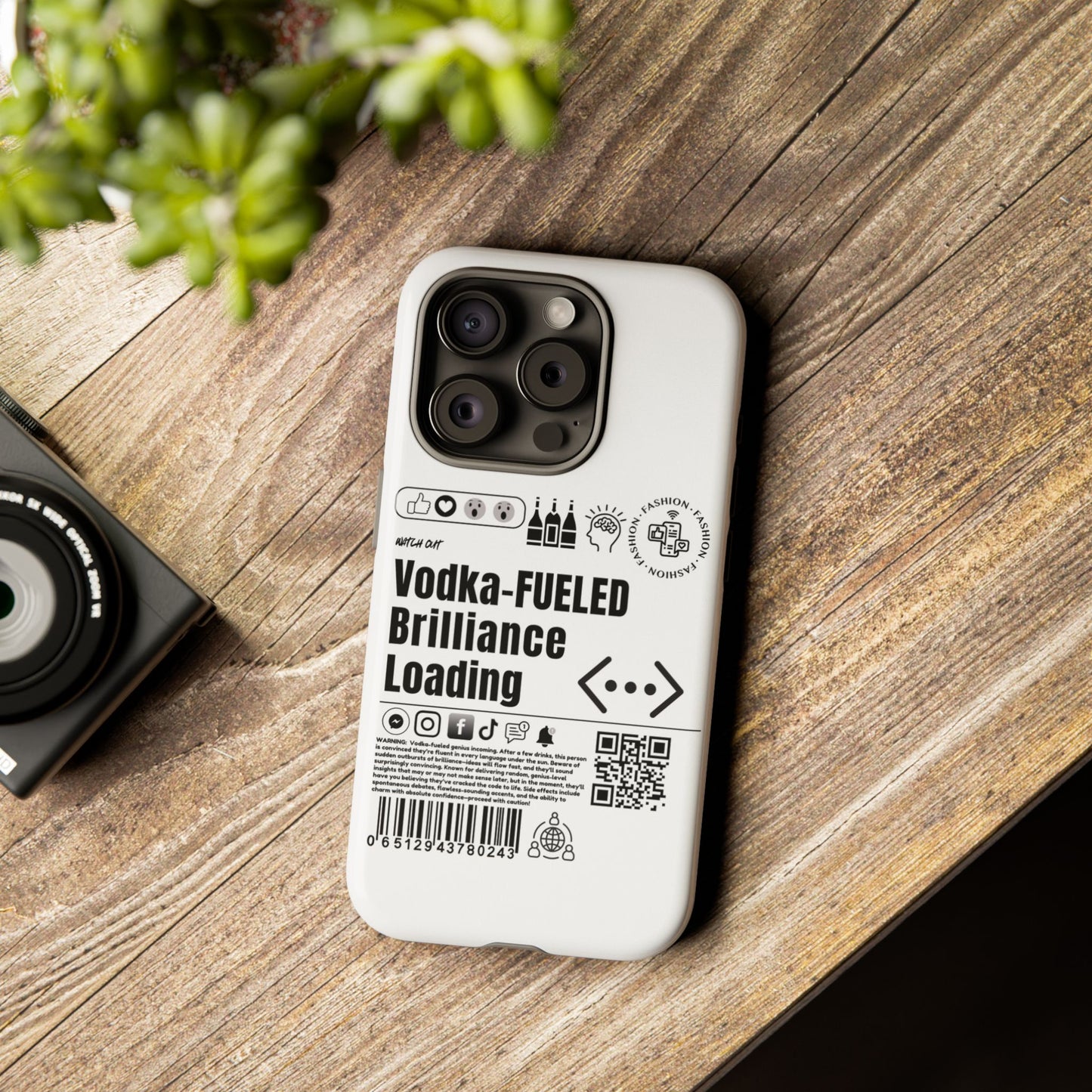 Virtuosoh Vodka Fueled Brilliance Loading Taugh Phone case for iPhone - White