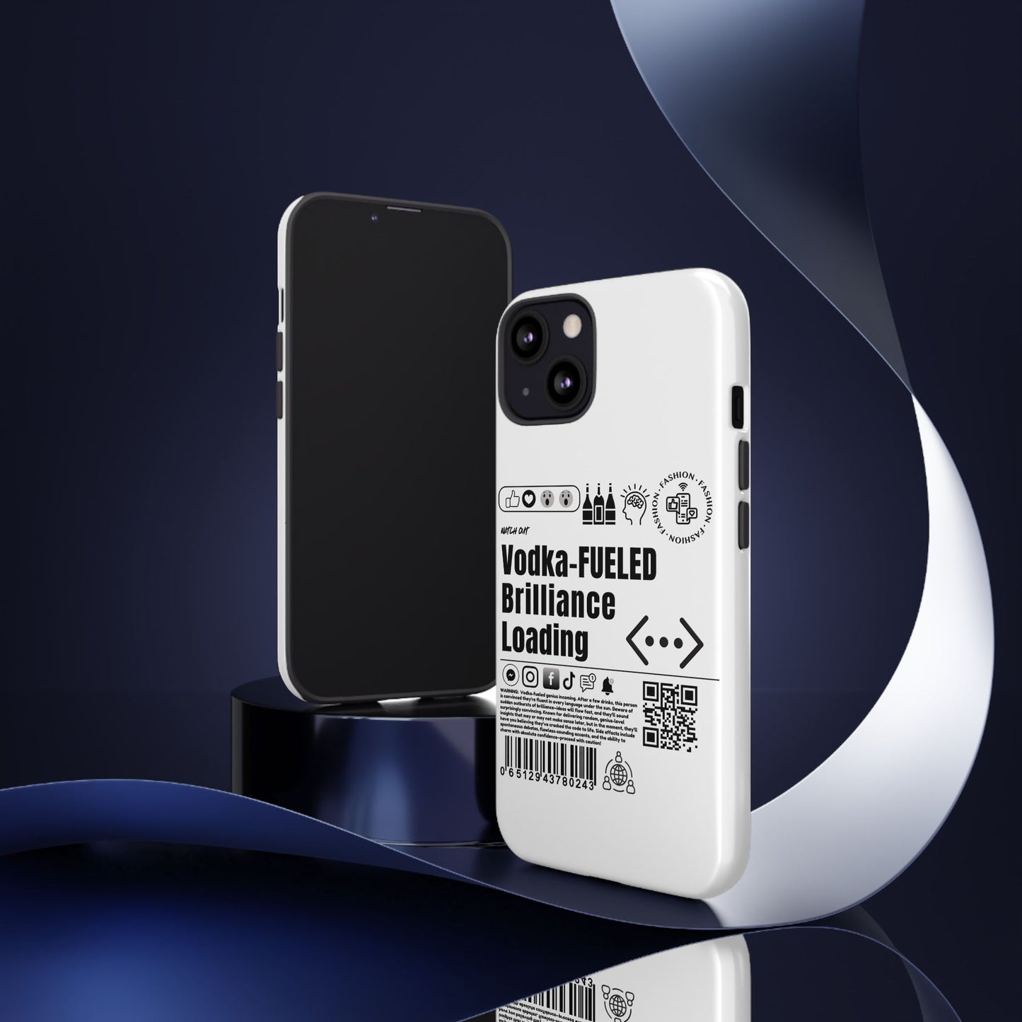 Virtuosoh Vodka Fueled Brilliance Loading Taugh Phone case for iPhone - White