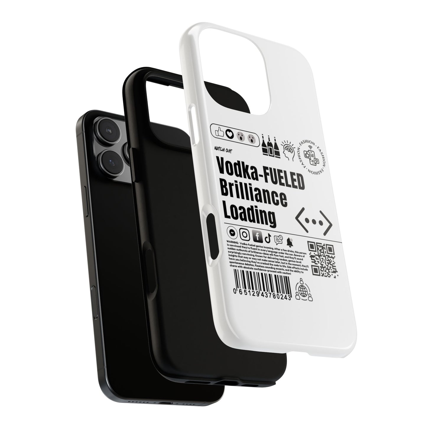 Virtuosoh Vodka Fueled Brilliance Loading Taugh Phone case for iPhone - White